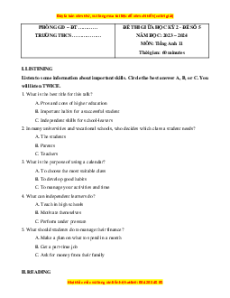 Đề thi giữa kì 2 Tiếng Anh 11 Global success (Đề 5 kèm file nghe)