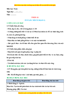 Giáo án Ôn tập cuối năm Toán lớp 1 Chân trời sáng tạo