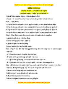 Đề thi GDCD 6 cuối kì 2 THCS Trần Phú  - Đề 8 có đáp án