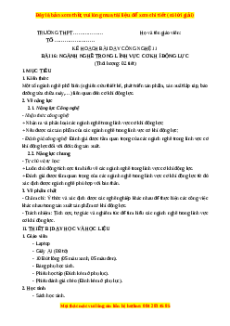 Giáo án Bài 16 Công nghệ cơ khí 11 Kết nối tri thức: Ngành nghề trong lĩnh vực cơ khí động lực