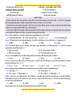 Đề thi thử Sinh học trường Yên Thế - Bắc Giang năm 2023