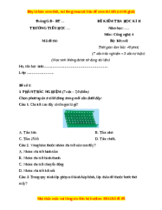 Đề thi cuối kì 2 Công nghệ lớp 4 Kết nối tri thức (Đề 2)