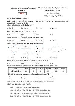 Bộ 3 đề thi khảo sát chất lượng đầu năm Toán 8 năm 2025 (có đáp án)