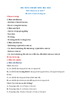 Đề cương Cuối kì 2 KHTN 7 Chân trời sáng tạo có đáp án