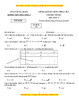 Đề thi thử Toán trường Nông Cống năm 2021