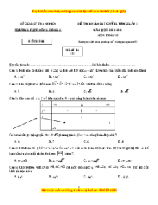 Đề thi thử Toán trường Nông Cống năm 2021