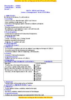 Giáo án Unit 4: ASEAN and Viet Nam Tiếng Anh 11 Global success