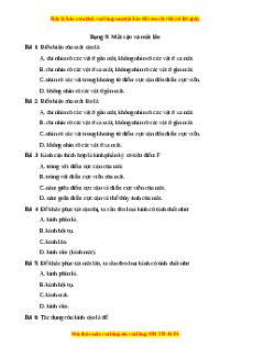 Trắc nghiệm Mắt cận và mắt lão Vật lí 9