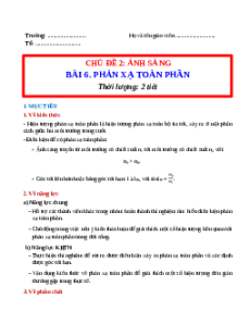 Giáo án Bài 6: Phản xạ toàn phần Khoa học tự nhiên 9 Chân trời sáng tạo