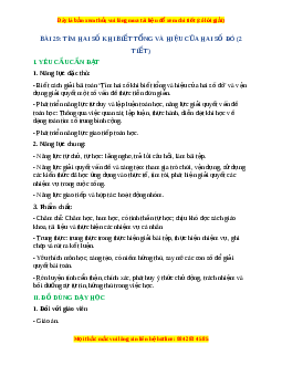 Giáo án Tìm hai số khi biết tổng và hiệu của hai số đó Toán lớp 4 Cánh diều