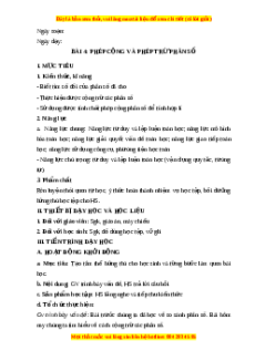 Giáo án Phép cộng và phép trừ phân số Toán 6 Chân trời sáng tạo