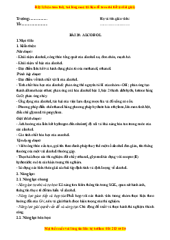 Giáo án Alcohol Hóa học 11 Kết nối tri thức