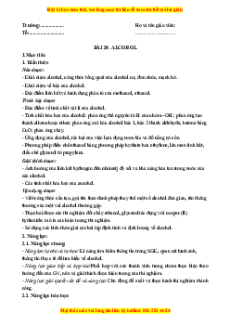 Giáo án Alcohol Hóa học 11 Kết nối tri thức