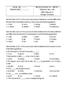 Đề thi Cuối kì 1 Tiếng Anh 12 Global success 2024 (Đề 3)