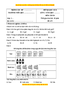 Đề thi cuối kì 1 Toán lớp 2 Chân trời sáng tạo (Đề 5)