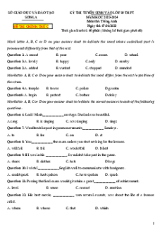 Đề thi vào 10 Tiếng Anh Tỉnh Sơn La năm 2023-2024
