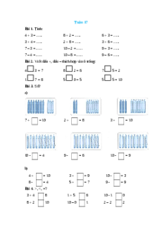 Bài tập cuối tuần Toán lớp 1 Tuần 17 Cánh diều (có lời giải)