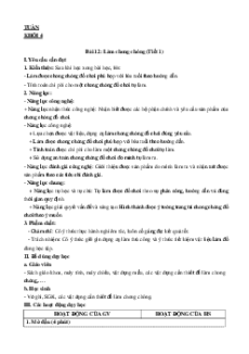 Giáo án Bài 12 Công nghệ lớp 4 Cánh diều: Làm chong chóng