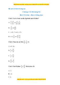 Bộ trắc nghiệm Toán 7 (Học kì 2) Chân trời sáng tạo