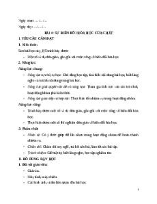 Giáo án Bài 4: Sự biến đổi hoá học của chất Khoa học lớp 5 Cánh diều