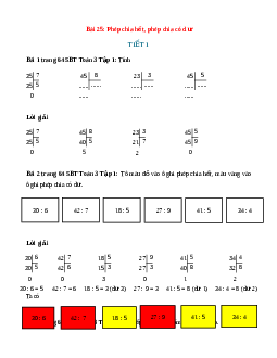 VBT Toán lớp 3 Bài 25 (Kết nối tri thức): Phép chia hết, phép chia có dư