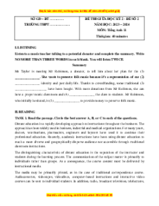 Đề thi giữa kì 2 Tiếng Anh 11 Global success (Đề 2 kèm file nghe)