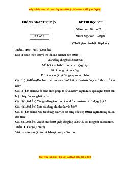 Đề thi cuối kì 1 Ngữ văn 6 Kết nối tri thức (đề 2)