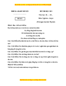 Đề thi cuối kì 1 Ngữ văn 6 Kết nối tri thức (đề 2)
