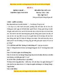 Đề thi giữa kì 1 Ngữ văn 9 - Đề 11