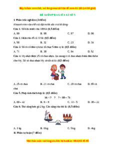 Đề thi giữa kì 1 Toán lớp 2 Kết nối tri thức - Đề 5