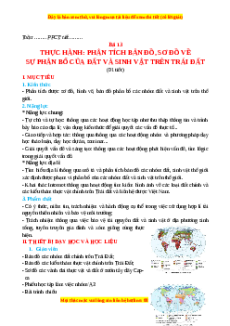 Giáo án Bài 13 Địa lí 10 Cánh diều: Thực hành: Phân tích bản đồ, sơ đồ về phân bố của đất và sinh vật trên thế giới