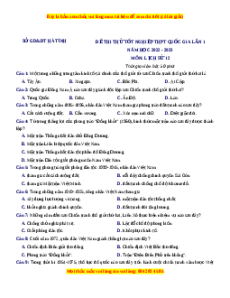 Đề thi thử Lịch sử Sở Hà Tĩnh lần 1 năm 2023