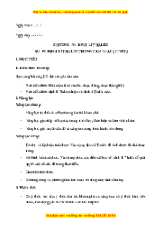 Giáo án Định lí Thalès trong tam giác Toán 8 Kết nối tri thức