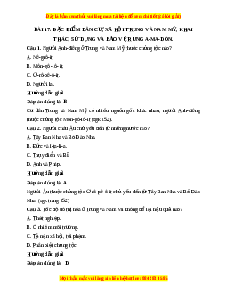 Trắc nghiệm Địa lý 7 Bài 17 Kết nối tri thức: Đặc điểm dân cư, xã hội Trung và Nam Mỹ, khai thác, sử dụng và bảo vệ rừng A ma dôn