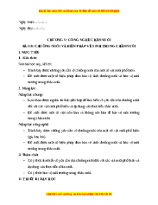 Giáo án Bài 16 Công nghệ chăn nuôi 11 Kết nối tri thức: Chuồng nuôi và biện pháp vệ sinh trong chăn nuôi
