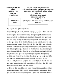 Đề thi HSG Vật Lí 10 Trường THPT Chuyên Lê Quý Đôn - Đà Nẵng