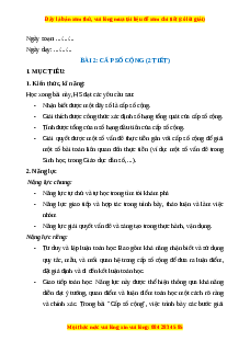 Giáo án Cấp số cộng Toán 11 Cánh diều