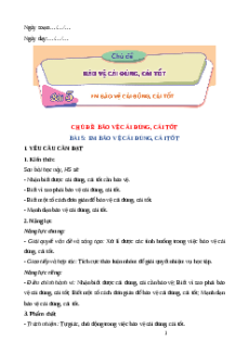 Giáo án Bài 5: Em bảo vệ cái đúng, cái tốt Đạo đức lớp 5 Cánh diều