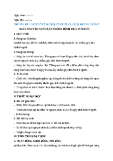 Giáo án chuyên đề Bài 6: Nguyên nhân gây nhiễm bệnh dịch ở người Sinh học 11 Kết nối tri thức