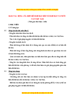 Giáo án Bài 8 Địa lí 8 Kết nối tri thức (2024): Tác động của biến đổi khí hậu đối với khí hậu và thuỷ văn Việt Nam
