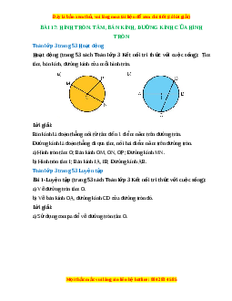 Giải Sgk Toán lớp 3 Bài 17: Hình tròn. Tâm, bán kính, đường kính của hình tròn (Kết nối tri thức)