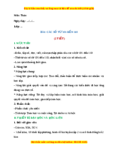 Giáo án Các số từ 100 đến 110 Toán 2 Chân trời sáng tạo