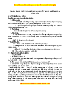 Giáo án Bài 20 Lịch sử 9: Cuộc vận động dân chủ trong những năm 1936-1939