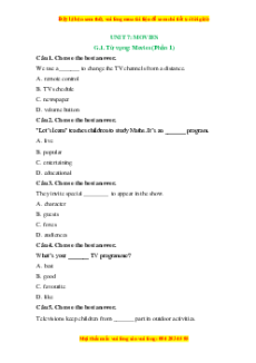 Trắc nghiệm Unit 7: Movies Tiếng Anh 6 ilearn smart words