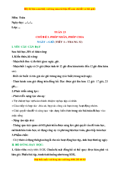 Giáo án Ngày – Giờ Toán lớp 2 Cánh diều