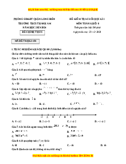 Đề thi cuối kì 1 Toán 6 Cánh diều trường THCS Thanh Am - Long Biên