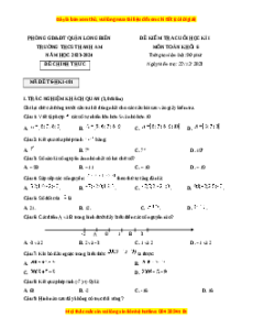 Đề thi cuối kì 1 Toán 6 Cánh diều trường THCS Thanh Am - Long Biên