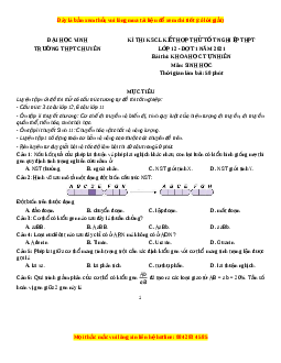 Đề thi thử Sinh Học Sở Nghệ An lần 1 năm 2021