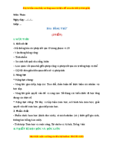 Giáo án Bảng trừ Toán 2 Chân trời sáng tạo