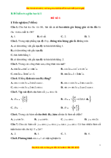 Đề thi giữa kì 1 Toán 11 Kết nối tri thức (đề 1)